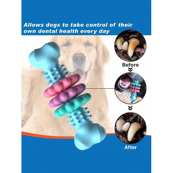Multi-Color Dog Toothbrush Toy Blue
